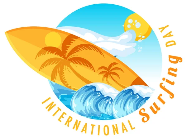 Banner Del Día Internacional Del Surf Con Una Tabla Surf — Archivo Imágenes Vectoriales