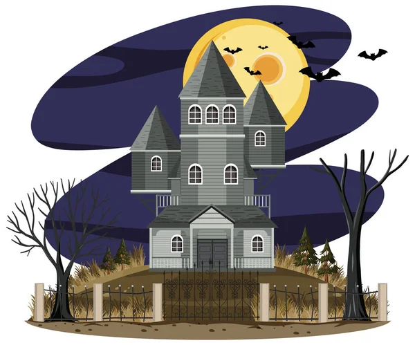 Дом Привидениями Ночной Сцене — стоковый вектор