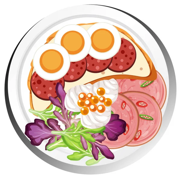 Gesundes Frühstücksgericht Isoliert Illustration — Stockvektor