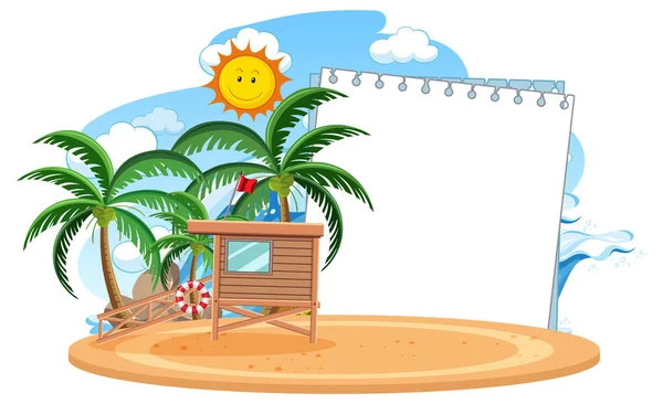 Plantilla Banner Vacía Con Elemento Playa Verano Ilustración Aislada — Vector de stock