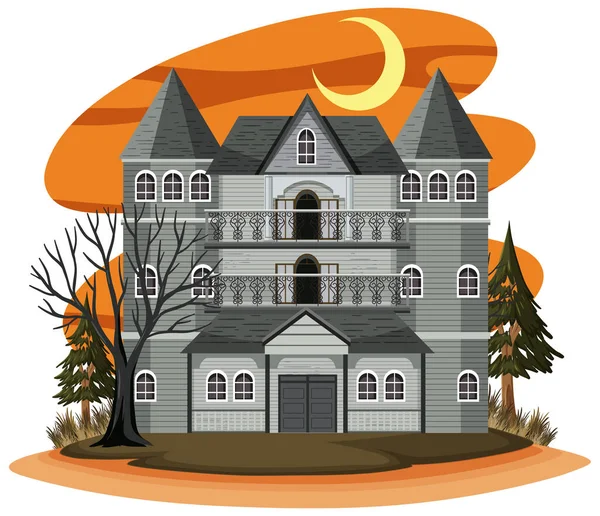 Haunted House Cartoon Style Illustration — Stock Vector