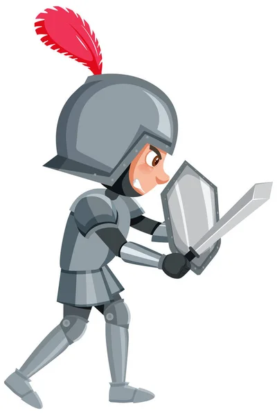 Cavaleiro Irritado Desenho Animado Personagem Ilustração — Vetor de Stock