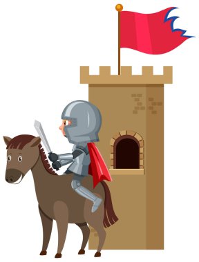 Beyaz arkaplandaki şövalye çizgi film karakteri