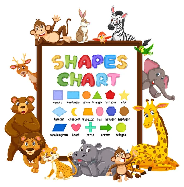 Shapes Chart Board Wild Animals Illustration — Stock Vector
