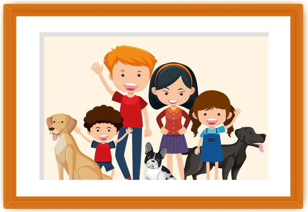 Desenhos Animados Imagem Feliz Família Uma Ilustração Quadro —  Vetores de Stock