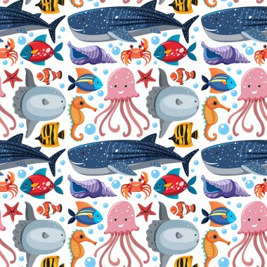 Deniz Hayvanı illüstrasyonlu Çizgi Filmlerdeki Kusursuz Düzen