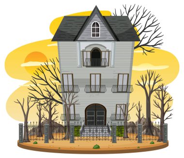 Gündüz vakti hayaletli ev illüstrasyonu