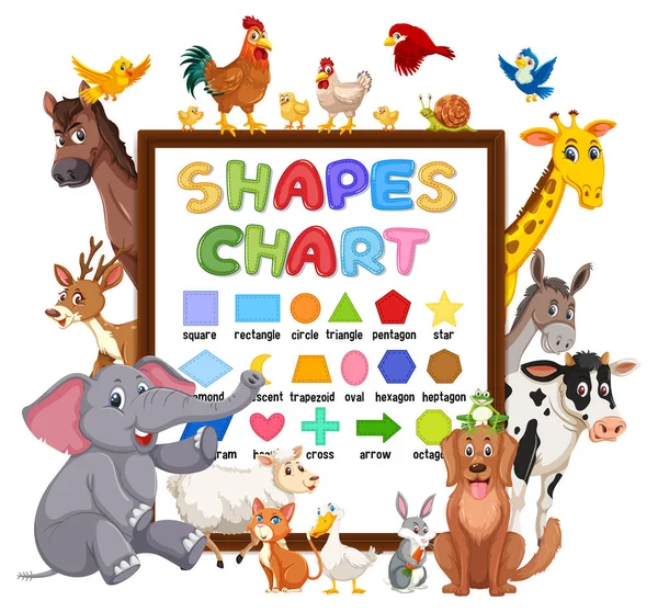 Shapes Chart Board Wild Animals Illustration — Stock Vector