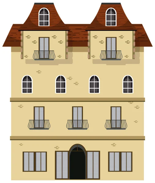 Illustration Façade Manoir Hanté Isolé — Image vectorielle