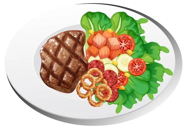 Gesundes Frühstücksgericht Isoliert Illustration — Stockvektor