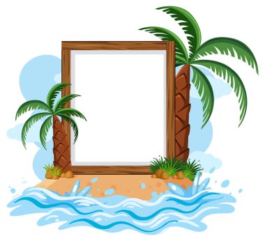 Yaz plaj elementi izole edilmiş boş pankart şablonu