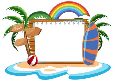 Yaz plaj elementi izole edilmiş boş pankart şablonu