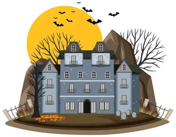 Halloween Straší Dům Bílém Pozadí Ilustrace — Stockový vektor