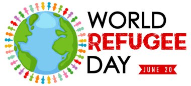 Dünya Mülteciler Günü afişi, dünyanın dört bir yanındaki insanların resimleriyle dolu.