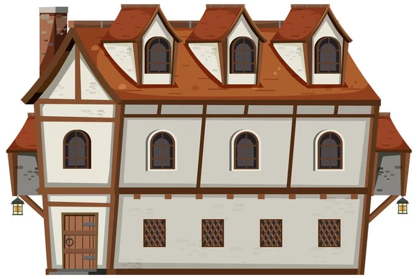Стародавній Середньовічний Будинок Садиби Білому Тлі Ілюстрація — стоковий вектор