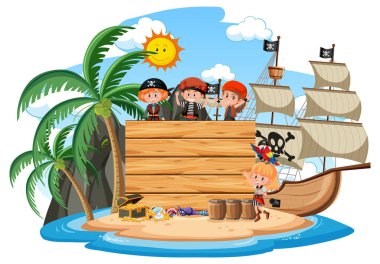 Beyaz arkaplan resimlerinde izole edilmiş boş bir afişi olan Korsan Adası