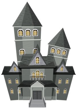 İzole edilmiş perili köşk ön cephe çizimi