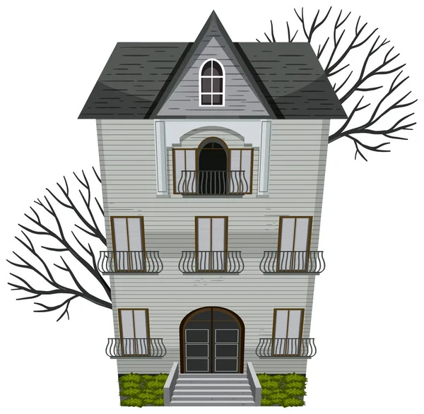 Haunted Mansion Building White Background Illustration — Stock Vector