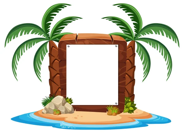 Pirate Island Med Blank Banner Mall Isolerad Illustration — Stock vektor