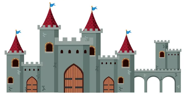 Mittelalterliche Historische Burg Auf Weißem Hintergrund Illustration — Stockvektor