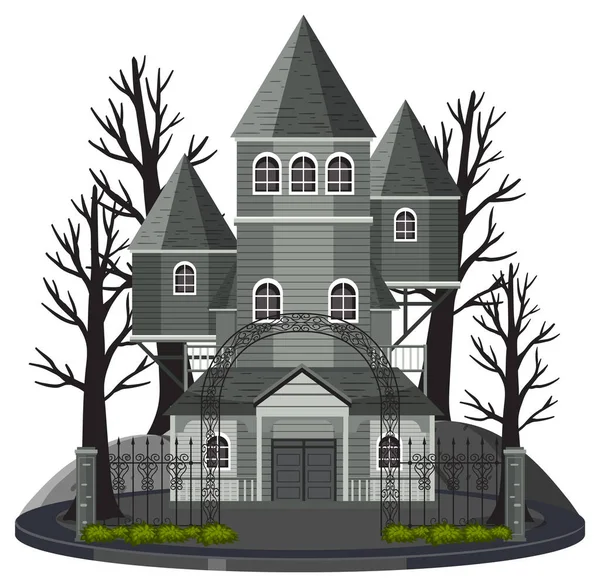 Haunted Villa Außen Auf Weißem Hintergrund Illustration — Stockvektor