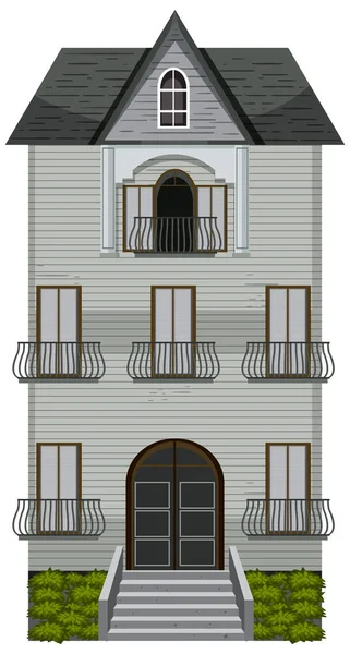 Изолированная Иллюстрация Фасада Особняка Привидениями — стоковый вектор