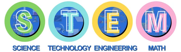 Барвиста Ілюстрація Піктограми Тексту Stem Освіти — стоковий вектор