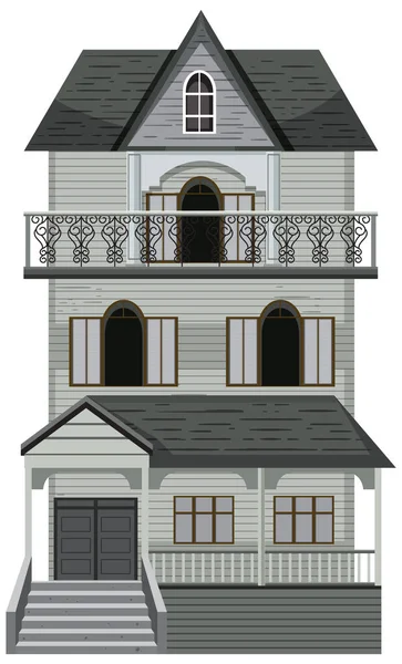 Isolated Haunted Mansion Facade Illustration — Stock Vector