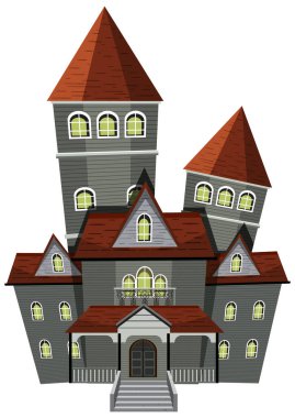 İzole edilmiş perili köşk ön cephe çizimi