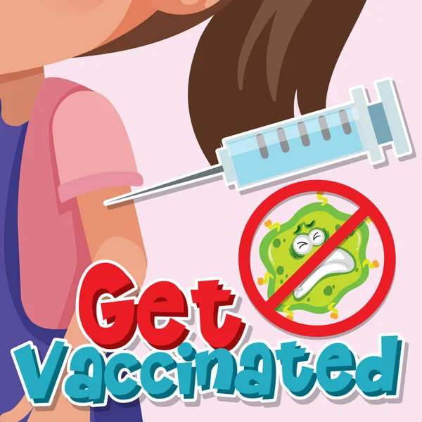 Banner Coronavírus Com Ilustração Fonte Vacinada — Vetor de Stock
