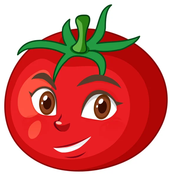 Personnage Dessin Animé Tomate Avec Expression Visage Heureux Sur Fond — Image vectorielle