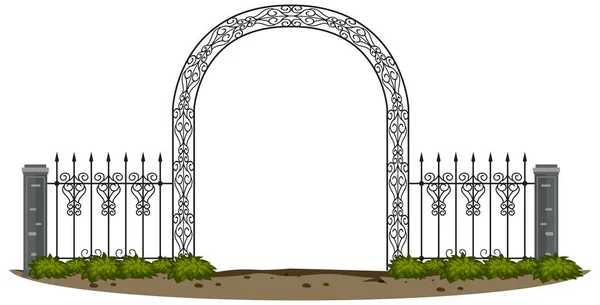 白色背景图上的哥特式金属门 — 图库矢量图片