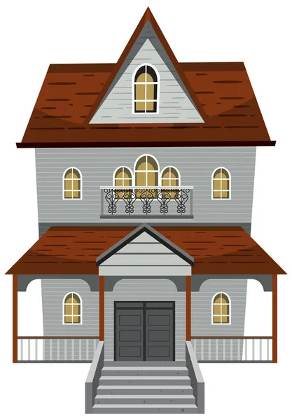 Isolated Haunted Mansion Facade Illustration — Stock Vector