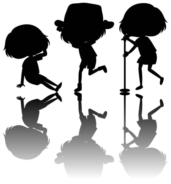 Ensemble Silhouette Enfant Avec Illustration Réflexe — Image vectorielle