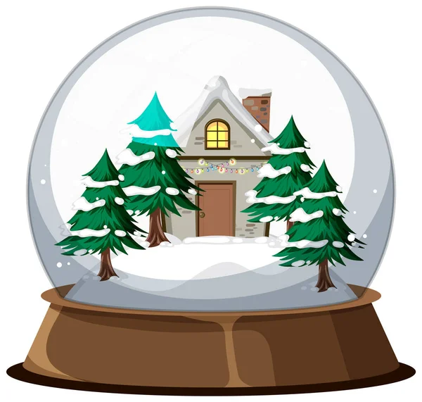 Різдвяний Будинок Сніжному Світі Білому Тлі Ілюстрація — стоковий вектор