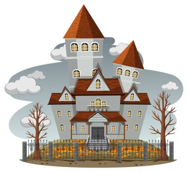 Gri gökyüzü resimli perili ev