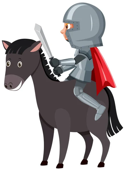 Cavaleiro Cavalo Personagem Desenho Animado Fundo Branco Ilustração — Vetor de Stock
