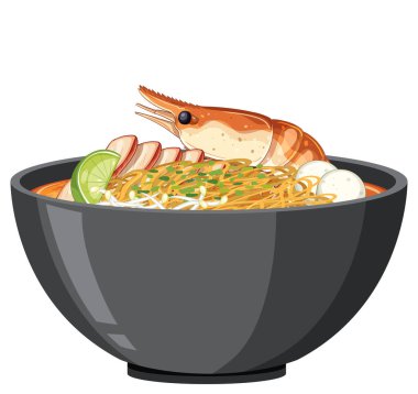 Limonlu, otlu ve balık köfteli renkli karides çorbası.