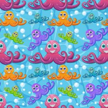 Sivri uçlu baloncuklu canlı ahtapotlar.