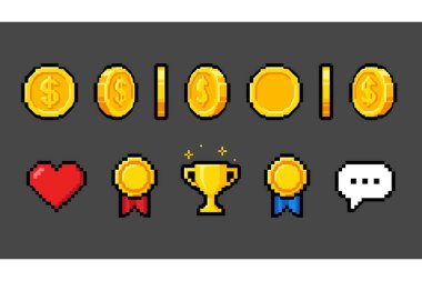 Koyu gri arkaplanda altın sikkeler ve çeşitli simgeler..