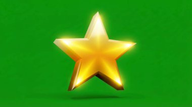 Işıl ışıl parlayan altın bir yıldız canlı yeşil bir ekrana karşı parıldıyor. Mükemmelliği, başarıyı ve başarıyı simgeliyor..