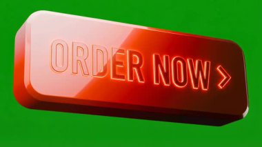 Harekete geçme çağrısı olarak tasarlanmış, yeşil ekranda kolay anahtarlama ve çeşitli projelere entegrasyon için izole edilmiş canlı kırmızı bir 'ORDER Now' tuşu.