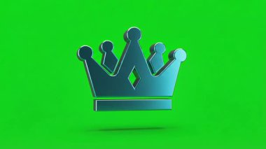 Canlı yeşil ekran arkaplanına karşı yapılan, kraliyet, başarı ve başarıyı sembolize eden 3 boyutlu bir taç canlandırma ikonu. Çeşitli projelerde krom anahtarlama için ideal.