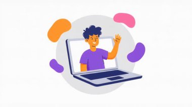 Laptop Ekranı ile Çevrimiçi İletişim ve Sanal Etkileşim.