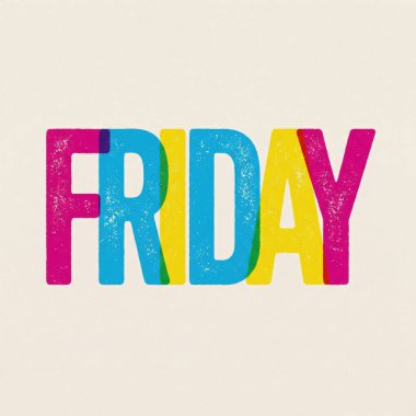 Parlak ve neşeli bir grafik. Cüretkar ve renkli harflerle 