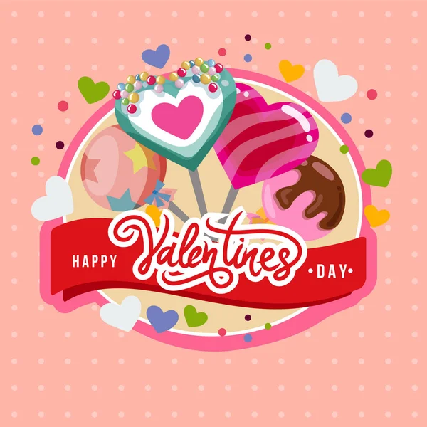 Gelukkige Valentijnsdag Lolly Kaart — Stockvector