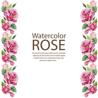 suluboya gül dikey kenar çerçevesi