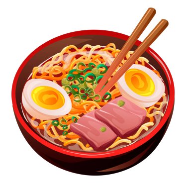 Japon eriştesi çorbası. Geleneksel Japon yemeği.