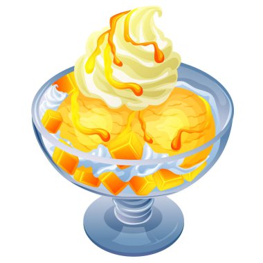 Bir fincan dondurmalı mango dondurması.