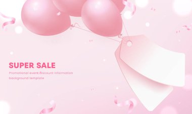 Pembe balonlar yumuşak, rüya gibi bir zemin üzerinde nazikçe süzülür. Havada hafif konfeti kıvrımları oluyor, neşeli bir dokunuş ekliyor. Boş fiyat etiketi balonların yanında asılı, bu da satışa işaret ediyor.